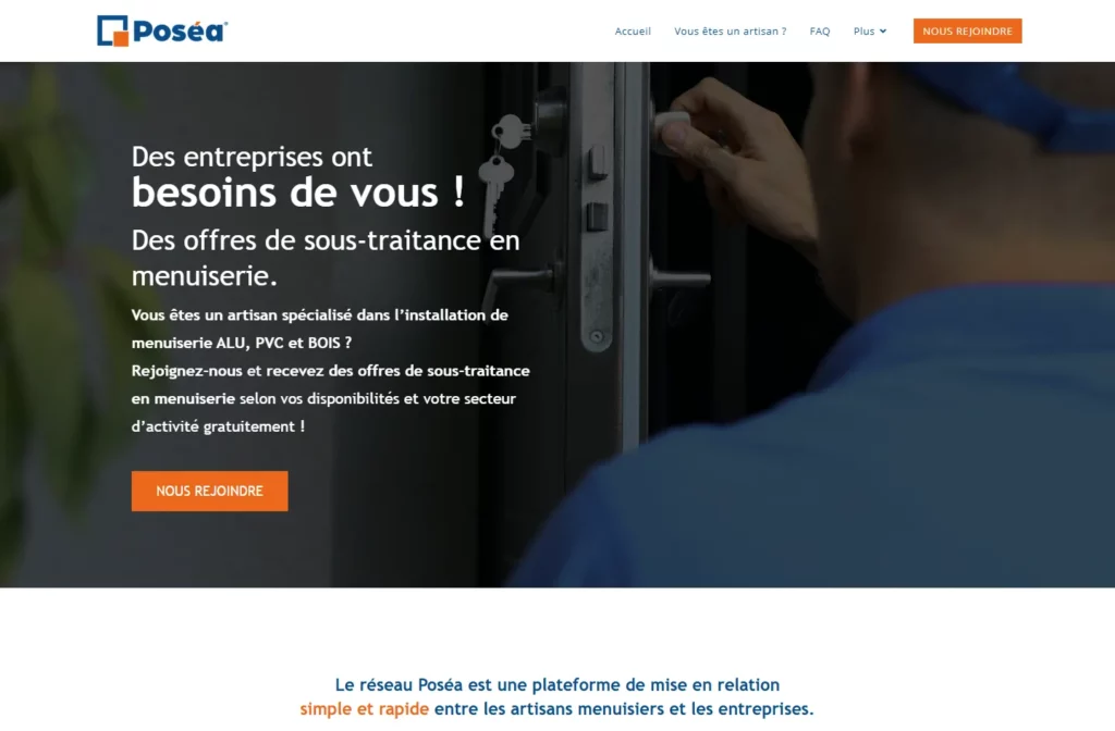 Page d'accueil du site reseau-posea.fr, livré en direct